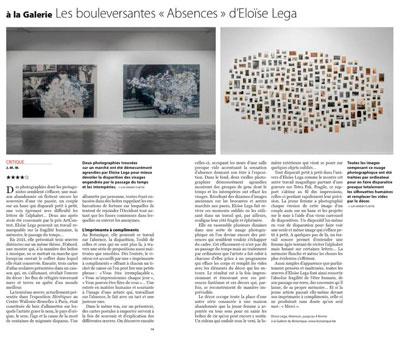 article le soir sur exposition absences au botanique bruxelles jean-marie wynants